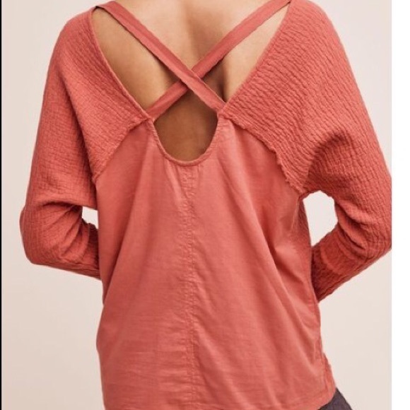 Anthropologie Tops - Anthropologie Cross Back Cutout Coral Top